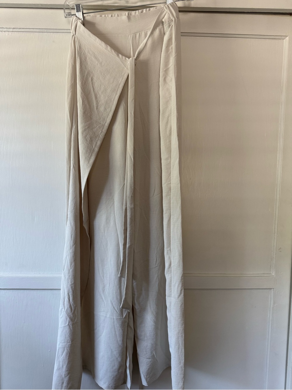 Zara Cream Wide-Leg Wrap Palazzo Pants Sz M